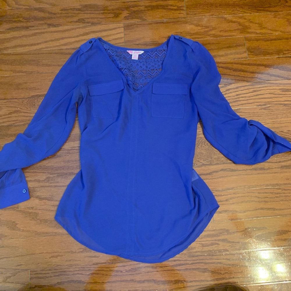 Candies xs blue sheer blouse